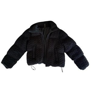 All in Motion Women’s Black Cable Knit Sweater Quilted Puffer Jacket Size S
